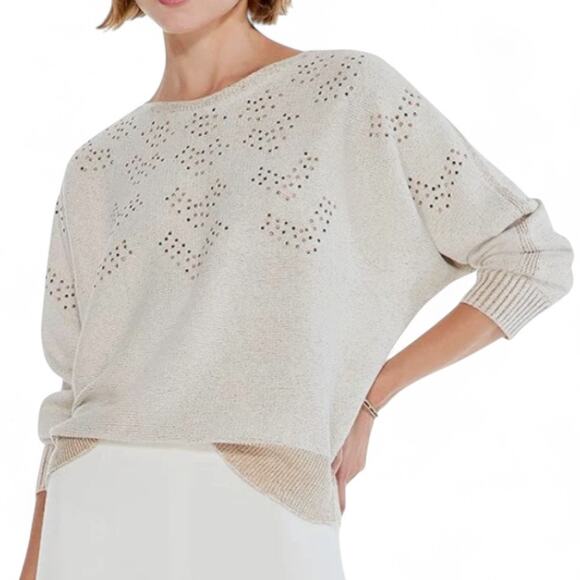 Nic+Zoe Sweater Constellation Embellished Knit Retail $168 - Size M - Picture 1 of 7